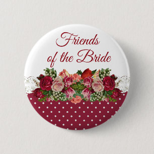 Macaron Rond 5 Cm AMIS DE LA BRIDE Rose Bouquet Mariage Button