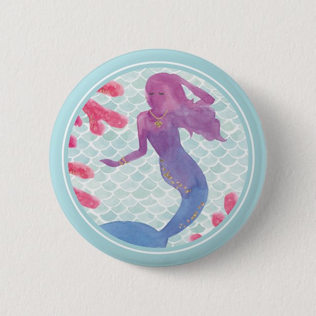 Macaron Rond 5 Cm Amis de sirène I (Devant)