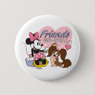 Macaron Rond 5 Cm Amis pour toujours Minnie et l'amour de Pup