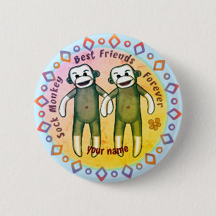 Macaron Rond 5 Cm Amis Singe Chaussette bouton épinglé