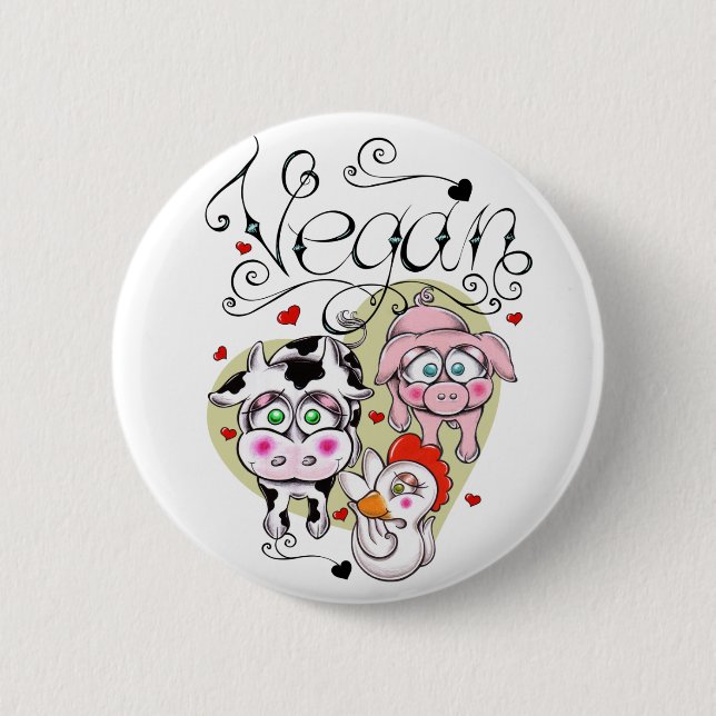 Macaron Rond 5 Cm Amis végétaliens (Devant)