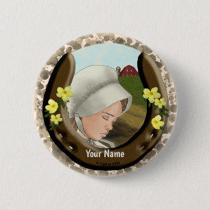 Macaron Rond 5 Cm Amish Horseshoe Girl