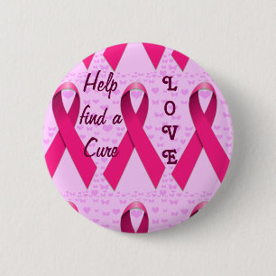 Macaron Rond 5 Cm Amour & Aide - Sensibilisation au cancer du sein_