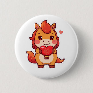 Macaron Rond 5 Cm Amour au premier galop Cheval de feu Saint-Valenti