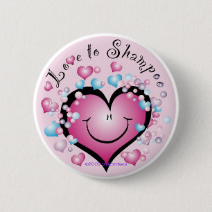 Macaron Rond 5 Cm Amour au ©StyleStickers™ de bouton de shampooin
