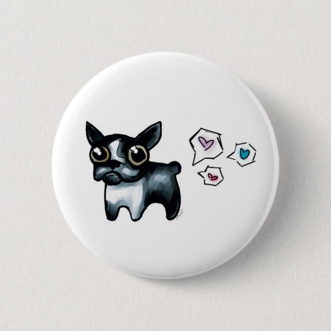 Macaron Rond 5 Cm Amour de Boston Terrier (Devant)