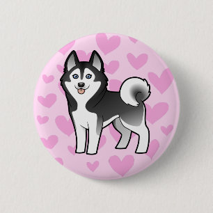 Macaron Rond 5 Cm Amour de chien de traîneau sibérien/Malamute