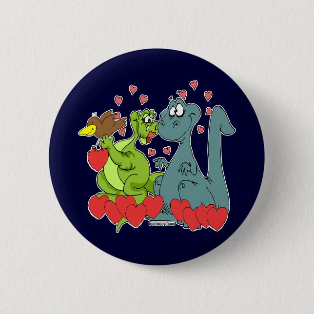 Macaron Rond 5 Cm Amour de dinosaure (Devant)