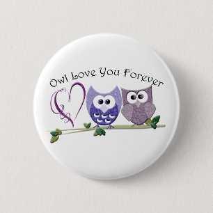 Macaron Rond 5 Cm Amour de hibou vous pour toujours, les hiboux et