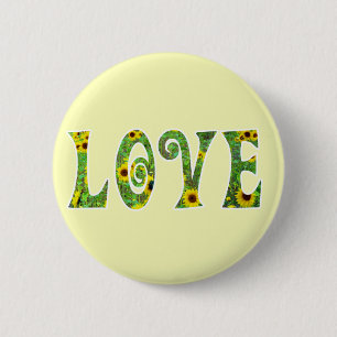 Macaron Rond 5 Cm Amour de hippie de tournesol
