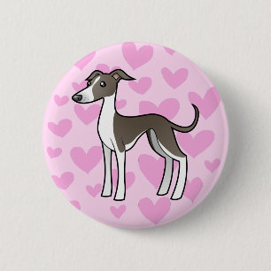 Macaron Rond 5 Cm Amour de lévrier/whippet/lévrier italien