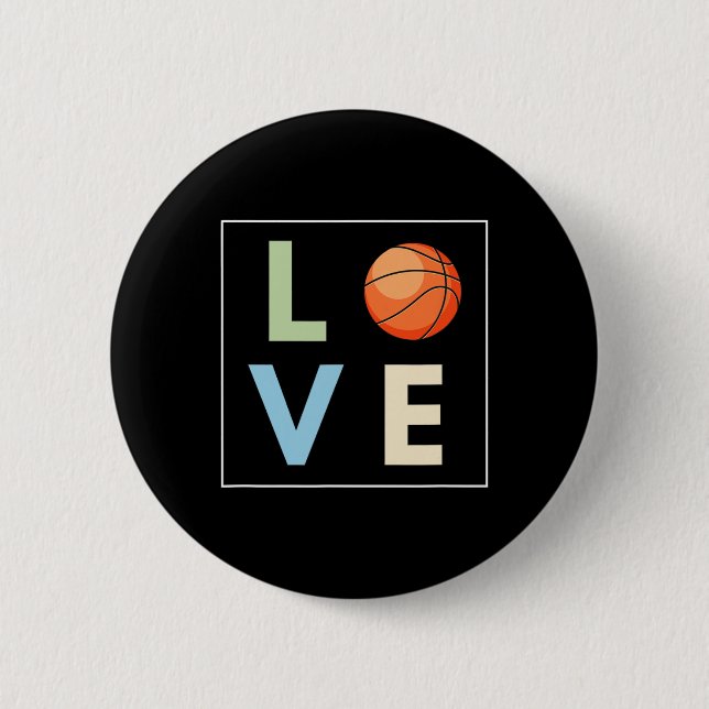 Macaron Rond 5 Cm Amour du basket-ball (Devant)