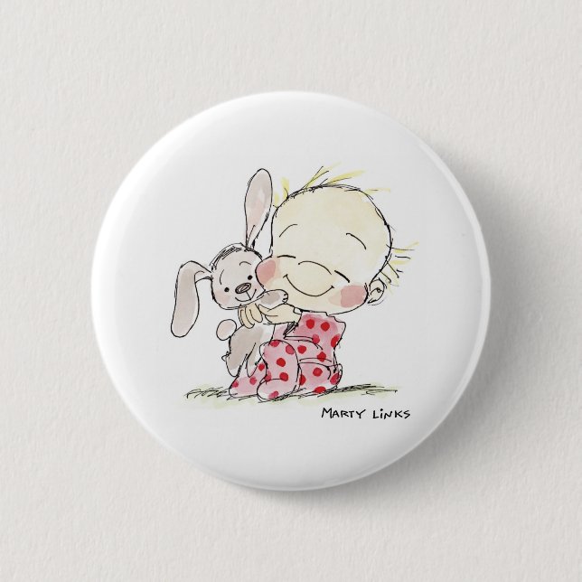 Macaron Rond 5 Cm Amour du lapin EAS-007 ! (Devant)