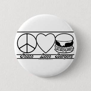 Macaron Rond 5 Cm Amour et hamburgers de paix