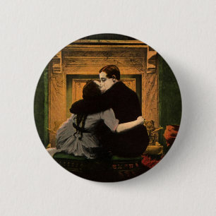 Macaron Rond 5 Cm Amour et romance vintage, baiser au feu romantique