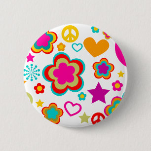 Macaron Rond 5 Cm Amour et tout de paix Girly
