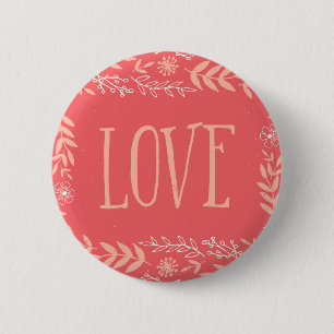 Macaron Rond 5 Cm Amour floral rustique   Pinkish Orange