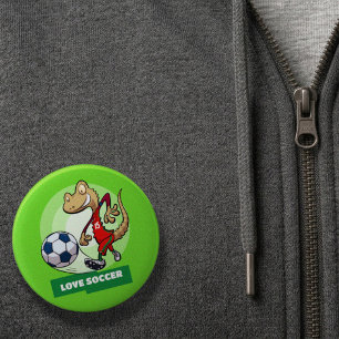 Macaron Rond 5 Cm Amour Football Gecko Mignon Footballeur Drôle Dess
