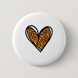 Macaron Rond 5 Cm Amour Guépard Imprimé Léopard Cœur Saint-Valentin