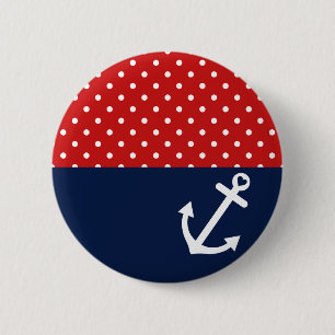Macaron Rond 5 Cm Amour nautique classique de point de polka