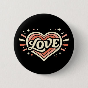 Macaron Rond 5 Cm Amour Rétro Cœur Saint-Valentin Classique