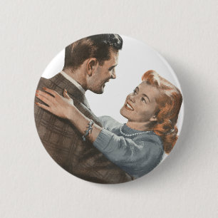 Macaron Rond 5 Cm Amour vintage Romance Nouveaux mariés Dansons-nous