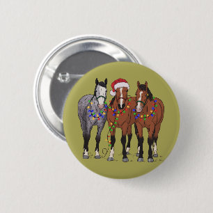 Macaron Rond 5 Cm Amoureux de chevaux Noël Ferme Animaux Amoureux d'