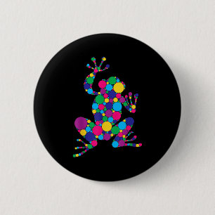 Macaron Rond 5 Cm Amoureux de grenouilles amusantes Polka Dot Art St