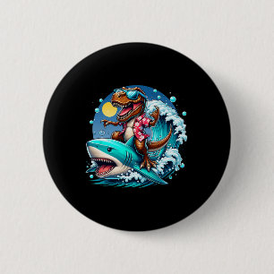 Macaron Rond 5 Cm Amoureux de la plage T-rex Dinosaure chevauchant R