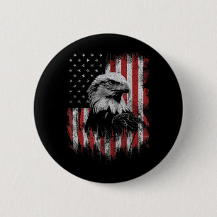 Macaron Rond 5 Cm Amoureux de l'aigle américain 4 juillet Patriotiqu