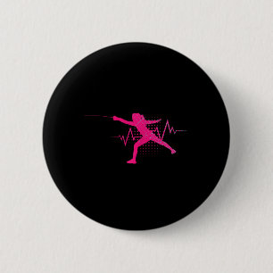 Macaron Rond 5 Cm Amoureux de l'escrime Battement de coeur Sport d'e