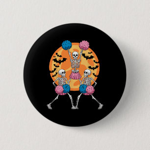 Macaron Rond 5 Cm Amoureux de pom-pom girls squelettiques Halloween