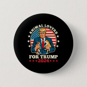 Macaron Rond 5 Cm Amoureux des Animaux Pour Trump 2024 Campagne Chat