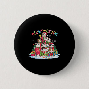 Macaron Rond 5 Cm Amoureux des chats de Noël Meowy Catmas Chat Chris