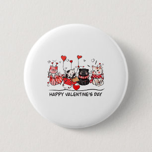 Macaron Rond 5 Cm Amoureux des chats Kitten Joyeux Saint Valentin Ho