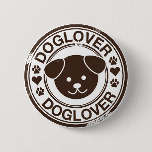 Macaron Rond 5 Cm Amoureux des chiens avec le visage de chiot