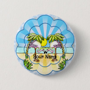 Macaron Rond 5 Cm Amoureux des flamants roses