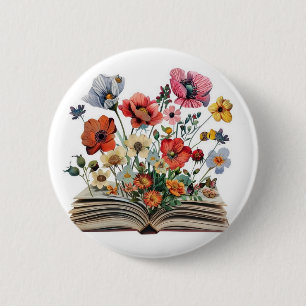 Macaron Rond 5 Cm Amoureux des livres lecteurs écrivains bibliophile