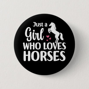 Macaron Rond 5 Cm Amoureux du cheval, juste une fille qui aime les c