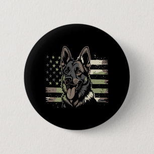 Macaron Rond 5 Cm Amoureux du chien berger allemand Drapeau américai