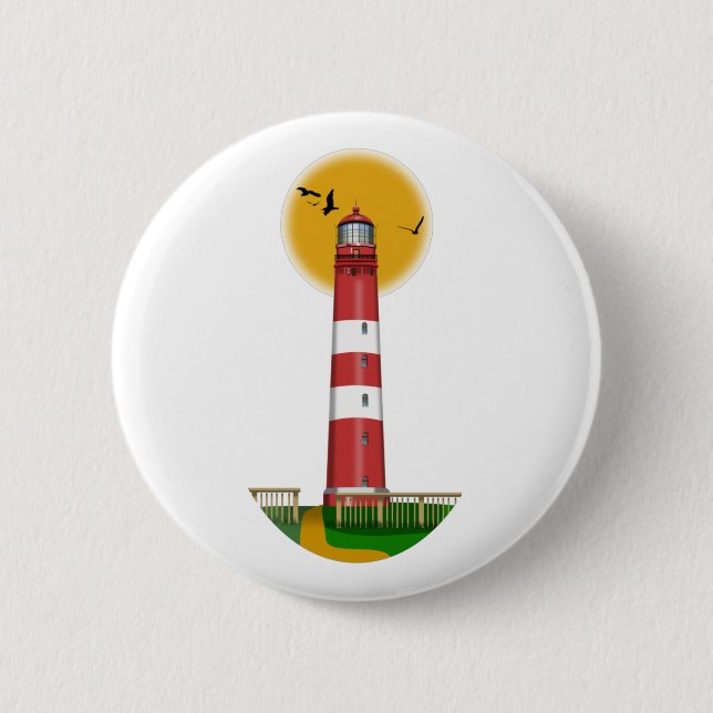 Macaron Rond 5 Cm Amrum Lighthouse Allemagne (Devant)