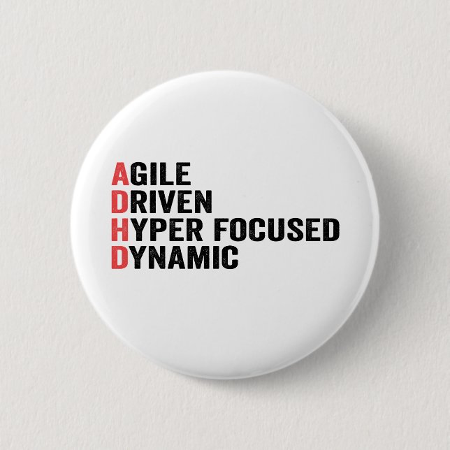 Macaron Rond 5 Cm Amusant Adhd Agile Driven Hyper Focused Dynamic Do (Devant)