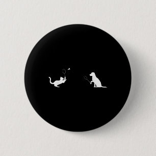 Macaron Rond 5 Cm Amusant Badminton Chat Et Chien Design Vêtement Ki