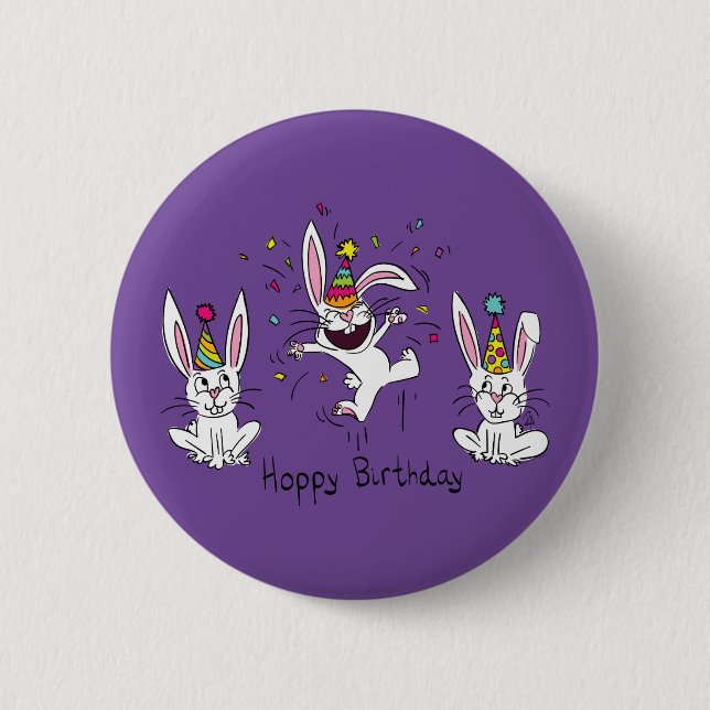 Macaron Rond 5 Cm Amusant Bunny Joyeux Anniversaire mignon Enfants R (Devant)