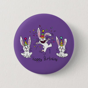 Macaron Rond 5 Cm Amusant Bunny Joyeux Anniversaire mignon Enfants R