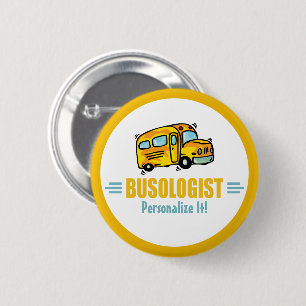 Macaron Rond 5 Cm Amusant Conducteur de bus scolaire Jaune