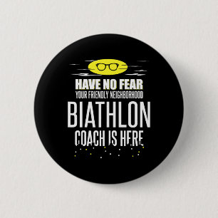 Macaron Rond 5 Cm Amusant Design Coach Biathlon - N'Ai Pas Peur!