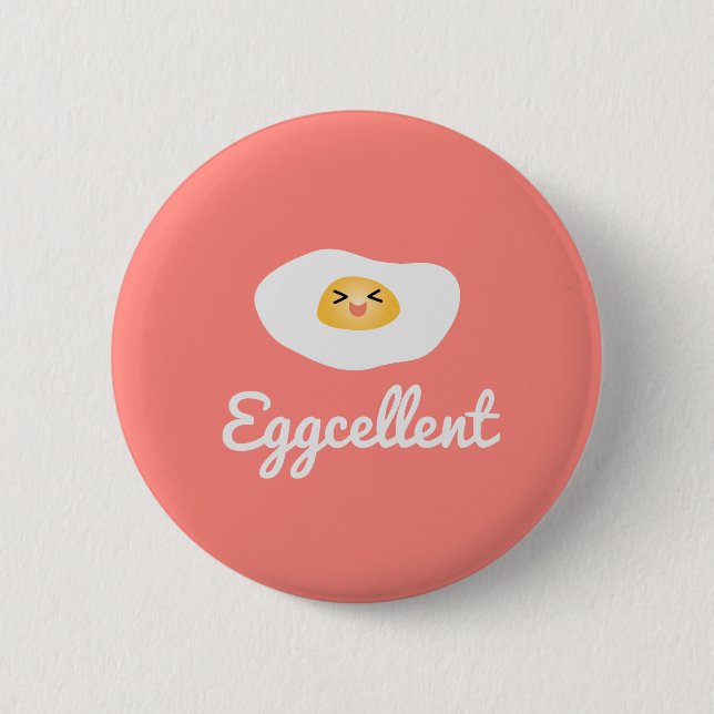 Macaron Rond 5 Cm Amusant Foodie Cute Egg Éggcellé Humour Food Pun (Devant)