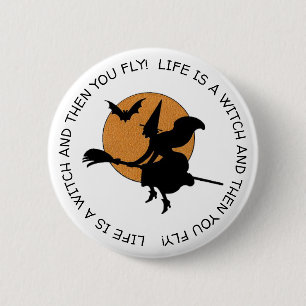 Macaron Rond 5 Cm Amusant Humour sorcier Happy Halloween