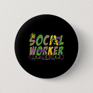 Macaron Rond 5 Cm Amusant Social Travailleur Mardi Gras Fête des Che